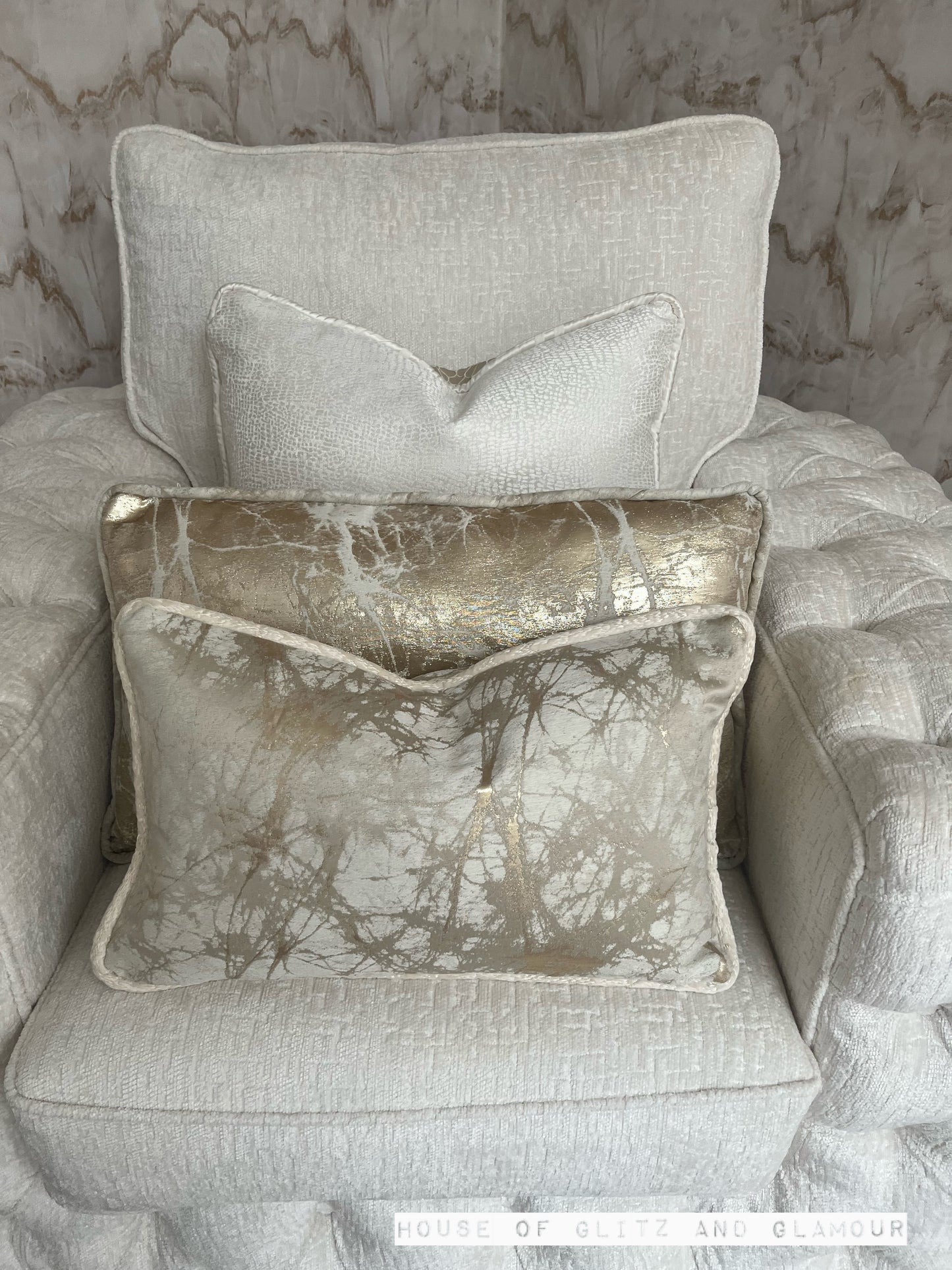 Paris Reversible Cushion in Beige / Gold