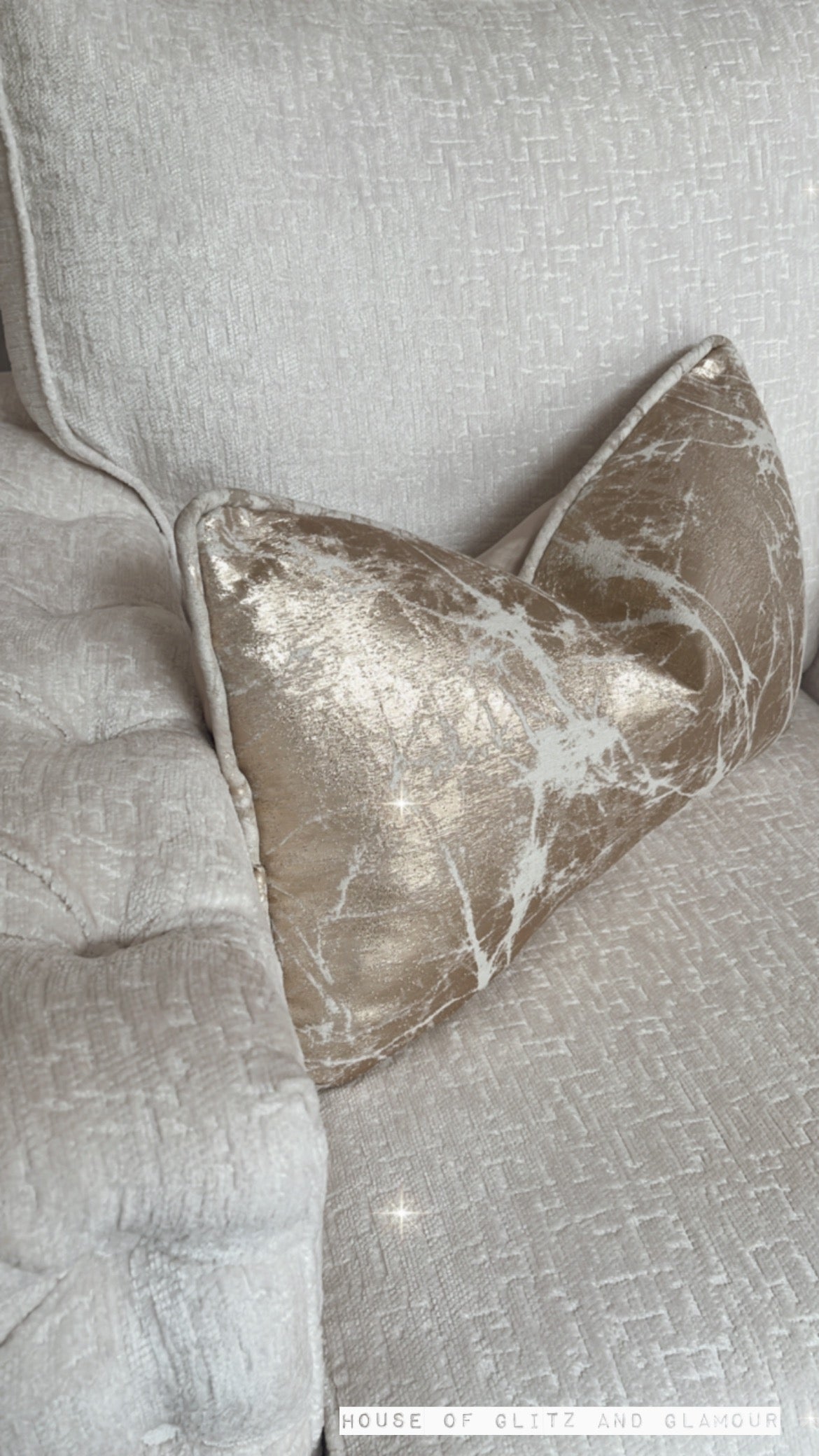 Paris Reversible Cushion in Beige / Gold