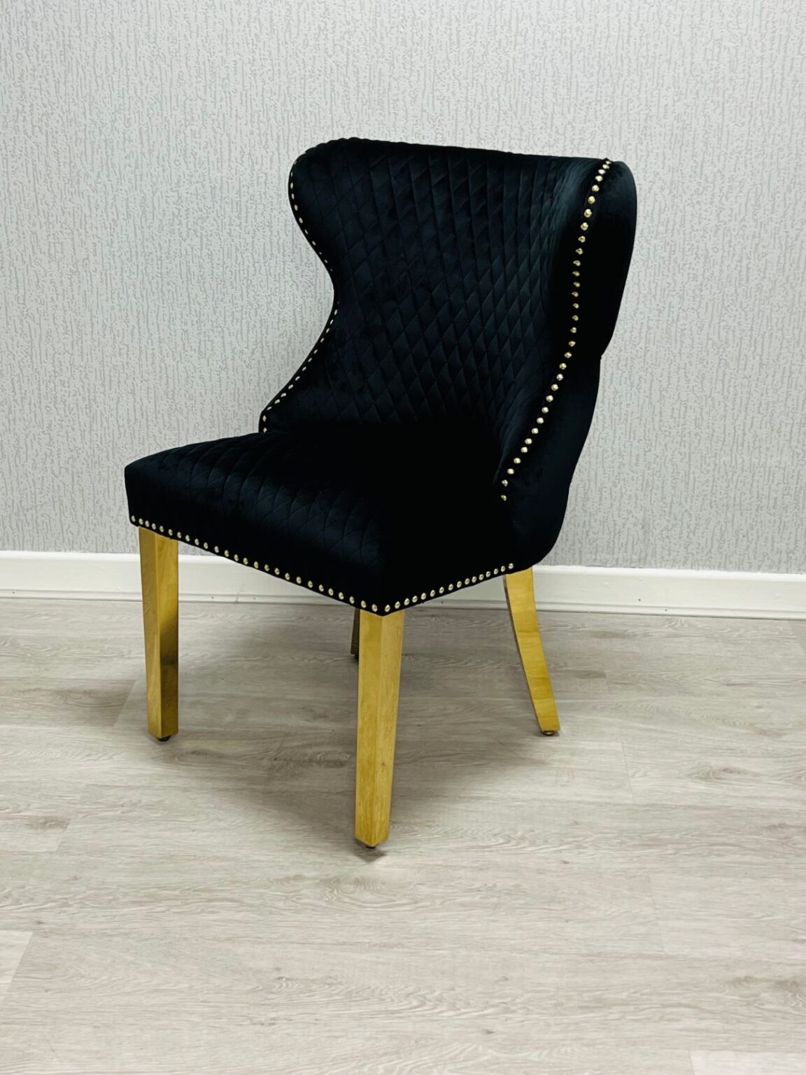 Valentina Black & Gold Velvet Ring Knocker Dining Chair