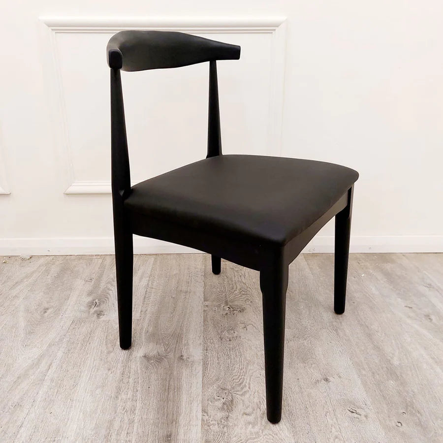 Elsie Wooden Wishbone Chair with Matt Black Seat