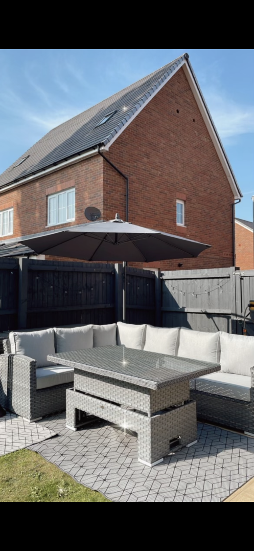 Miami Corner Rattan Sofa Dining Set In Grey