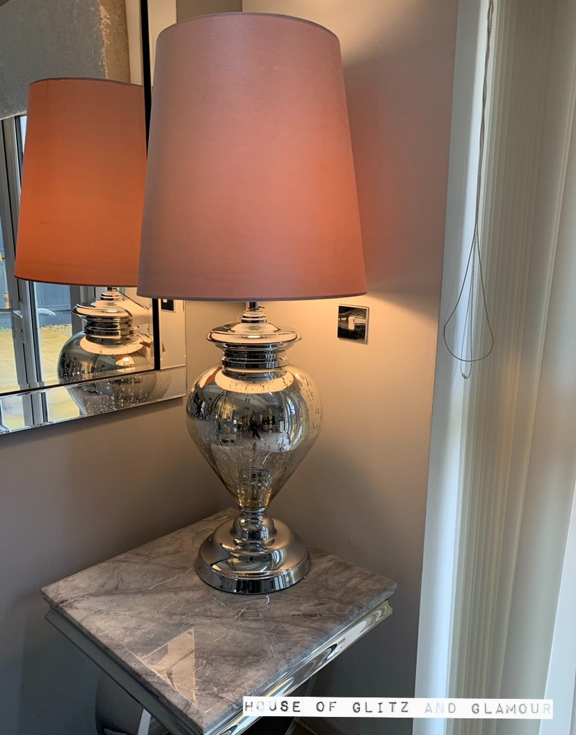 Large Bauble Lamp With 19inch Pink Shade