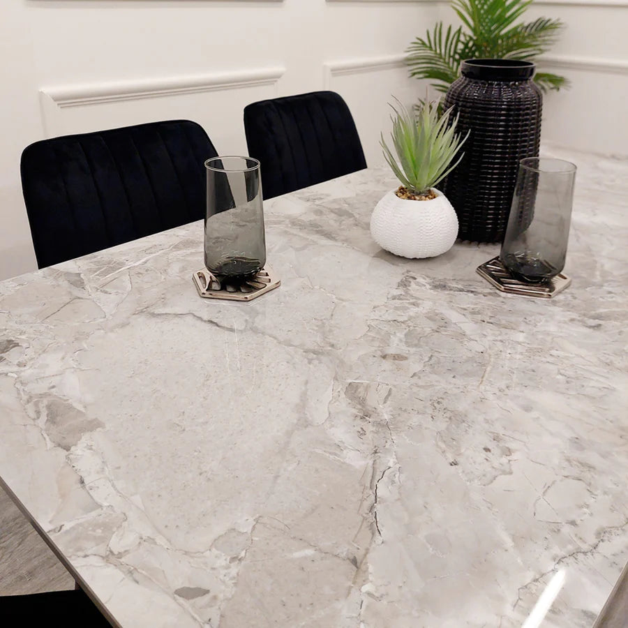 Trojan 1.4 Black Dining Table with Sintered Stone Top