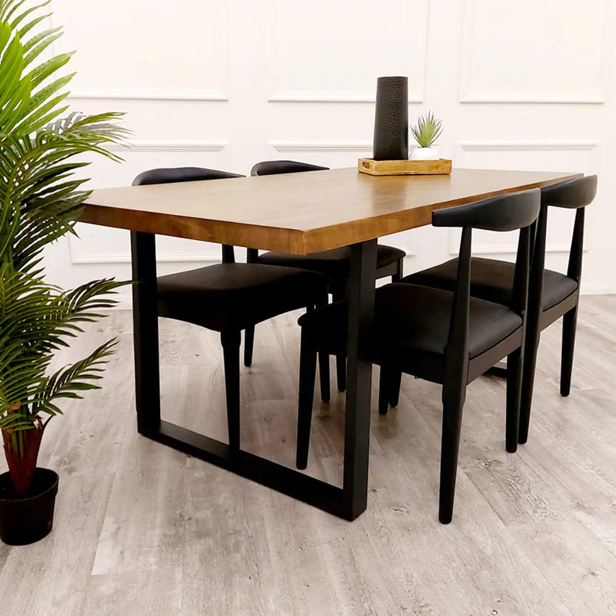 Halo 1.8 Dining Table Solid Dark Pine wood with Matt Black Metal Legs Regular price