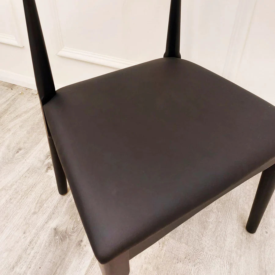 Elsie Wooden Wishbone Chair with Matt Black Seat