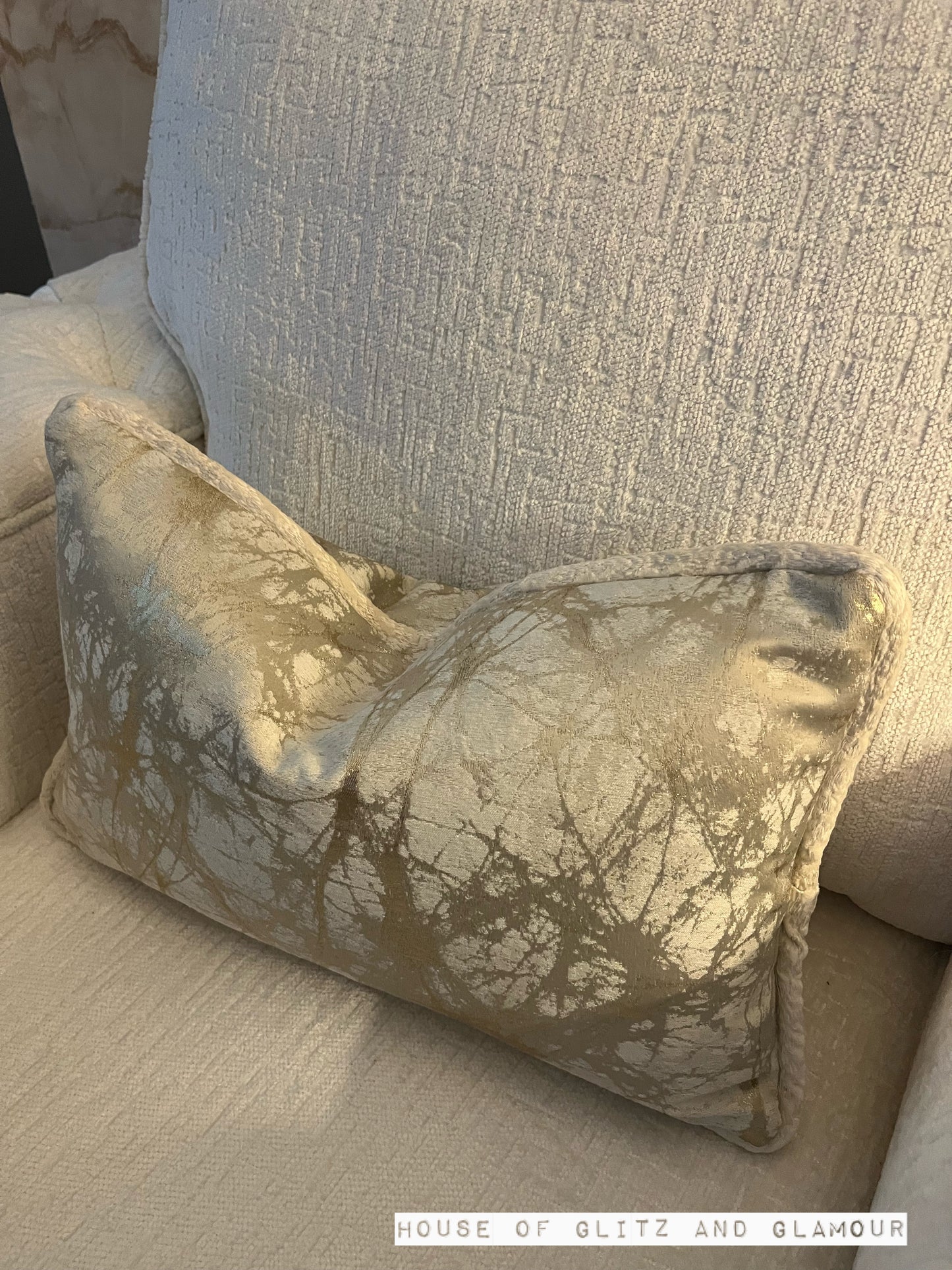 Paris Reversible Cushion in Beige / Gold