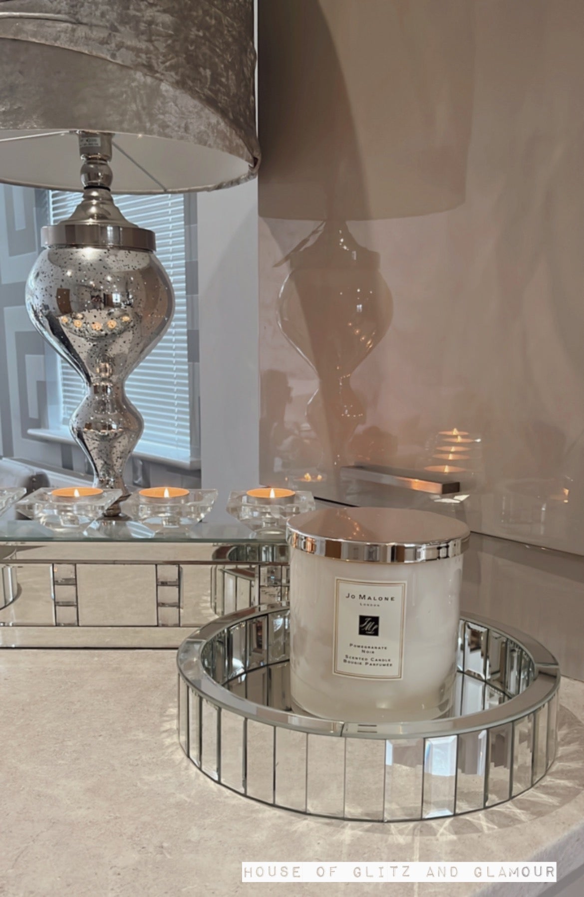 Silver Round Mirror Tray - Small