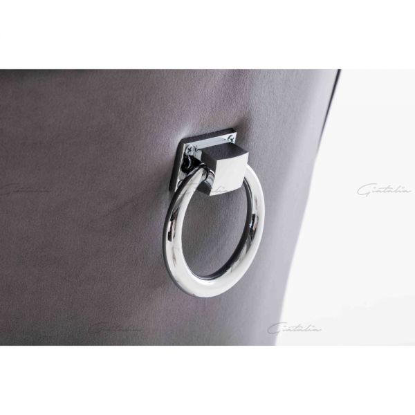 Dark Grey Italian French Velvet Chrome Knocker Back Dining Chair