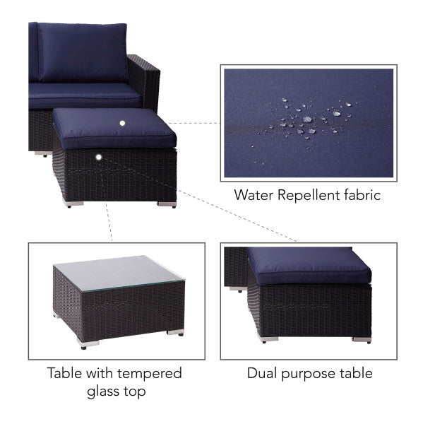 3 Piece Patio Sectional Sofa Set