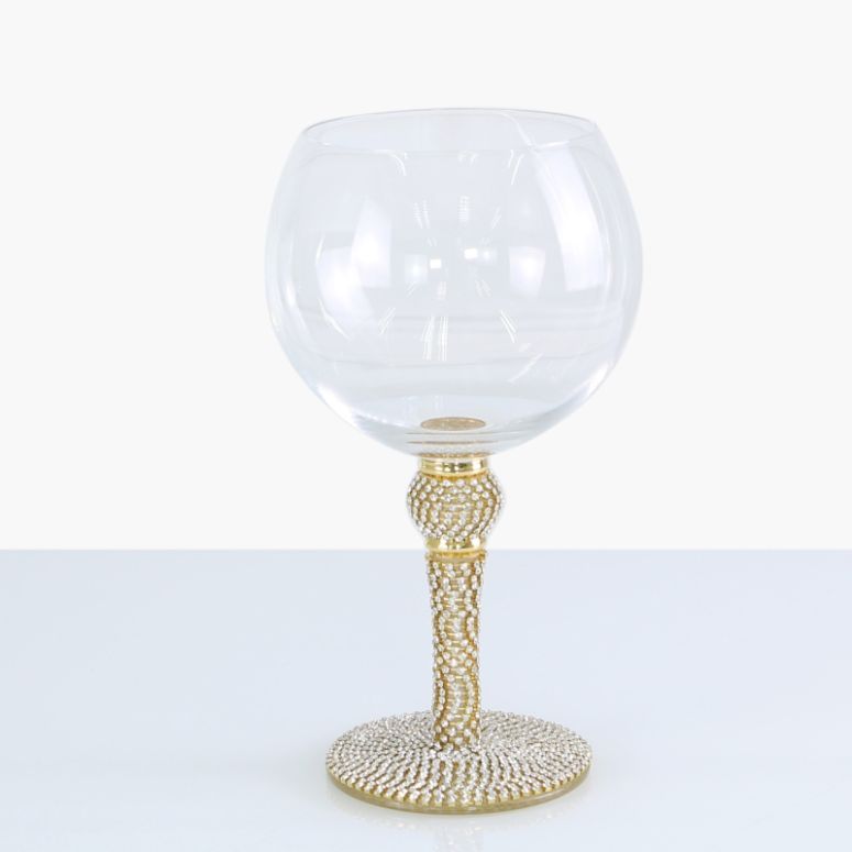 Gold Gin Glass with Diamante Ball and Stem Decoration