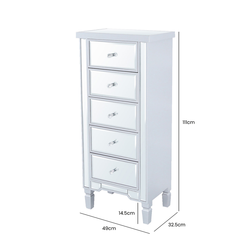 Apollo Value Vista Silver Trim 5 Drawer Cabinet