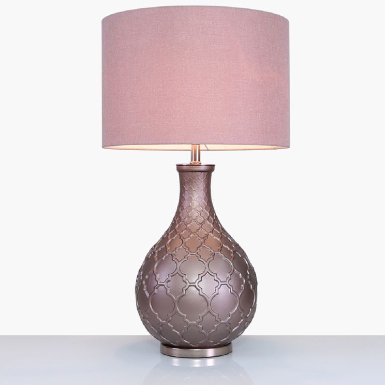 Matte Rose Gold Table Lamp With Blush Pink Shade The House Of Glitz