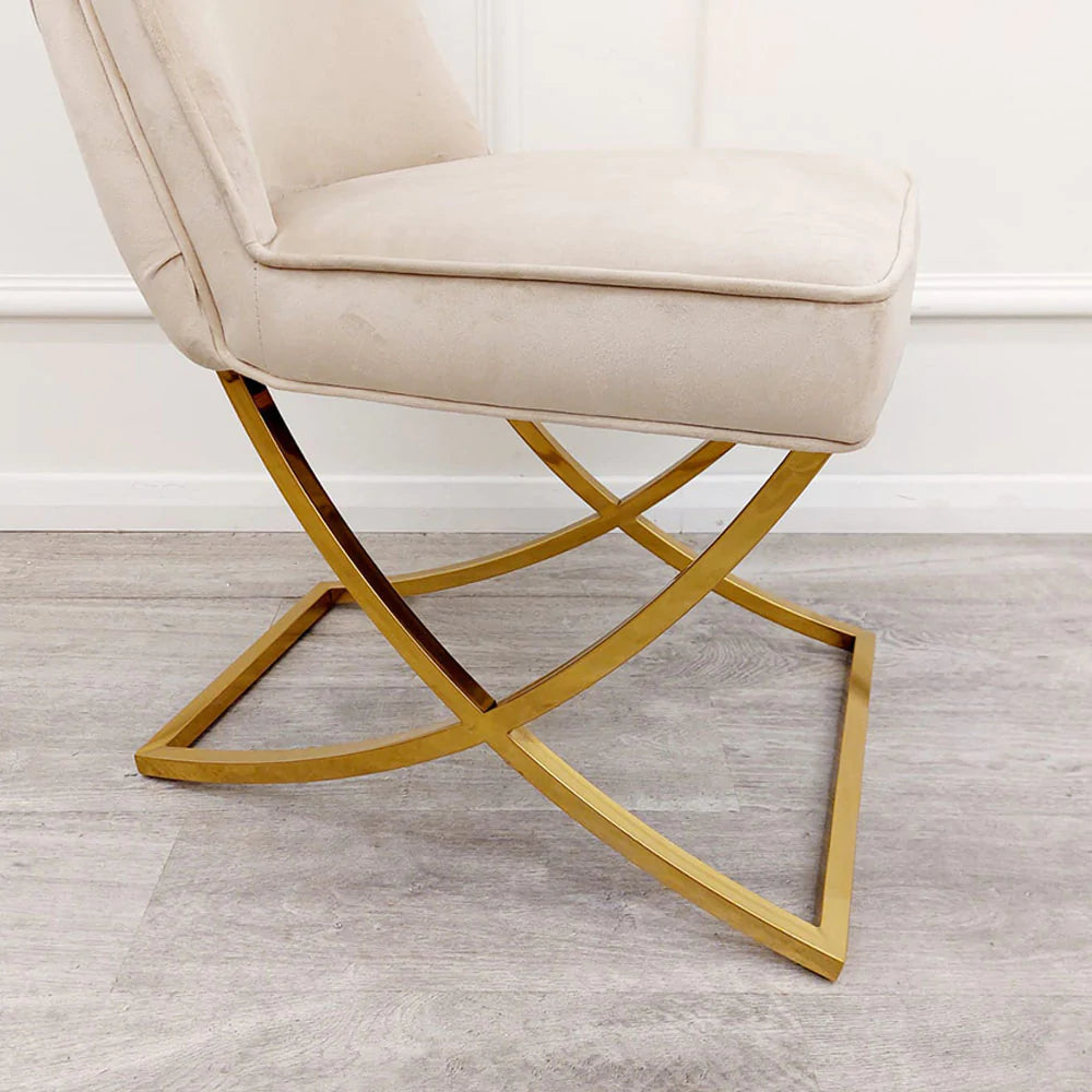 Coco X Leg Cappuccino Dining Chair in Gold