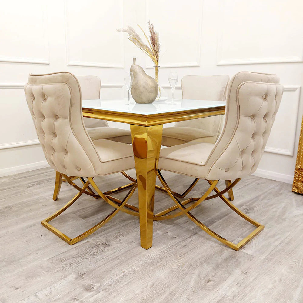 Coco X Leg Cappuccino Dining Chair in Gold