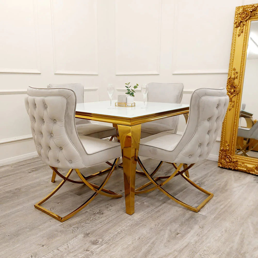 Coco X Leg Light Grey Dining Chair in Gold