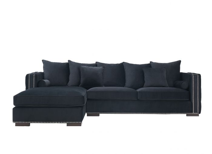 Mayfair Velvet Tufted Black Corner Suite- Left