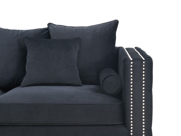 Mayfair Velvet Tufted Black Corner Suite- Left