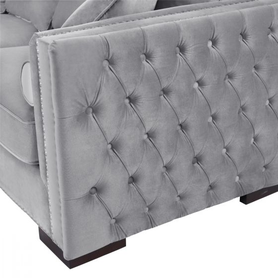 Mayfair Velvet Tufted Grey Corner Suite-Left