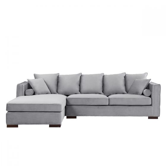 Mayfair Velvet Tufted Grey Corner Suite-Left