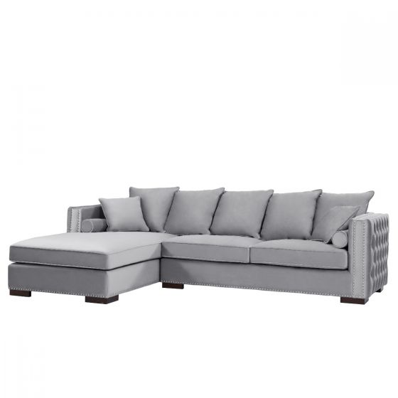 Mayfair Velvet Tufted Grey Corner Suite-Left