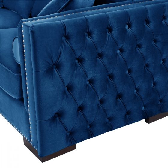 Mayfair Velvet Tufted Royal Blue Corner Suite-Left
