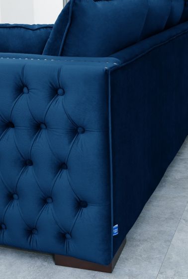 Mayfair Velvet Tufted Royal Blue Corner Suite-Left