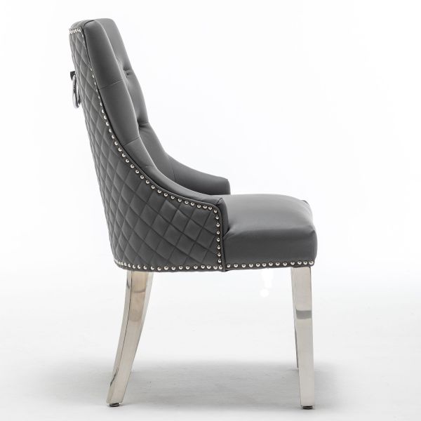 Grey PU Leather Dining Chair