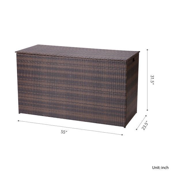 Wicker 154 Gallon Patio Storage Chest, Brown