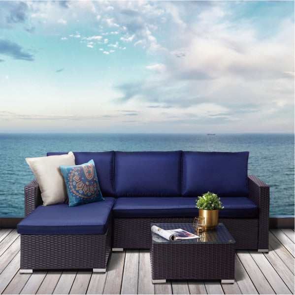 3 Piece Patio Sectional Sofa Set