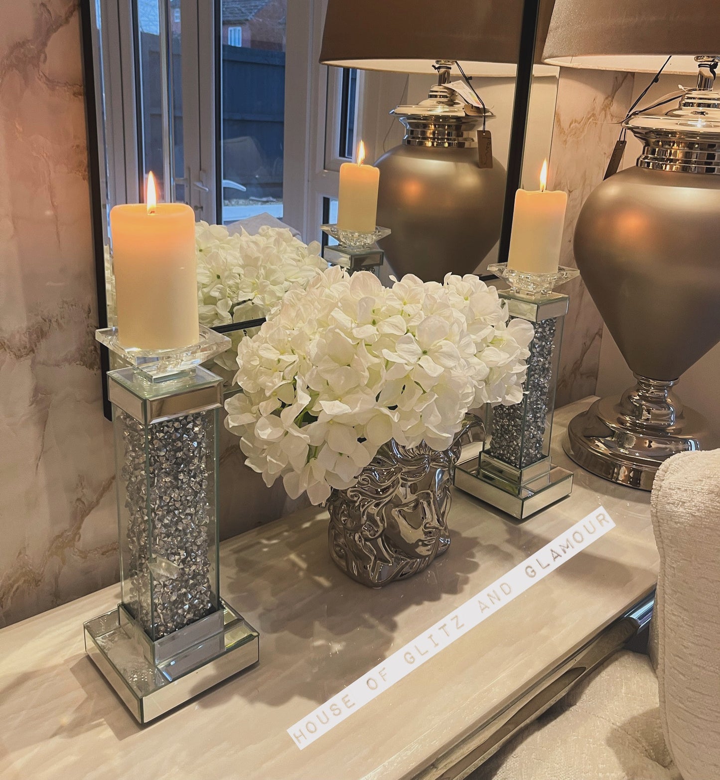 Louis Cream Marble & Chrome Console Table 120cm x 40cm x 75cm