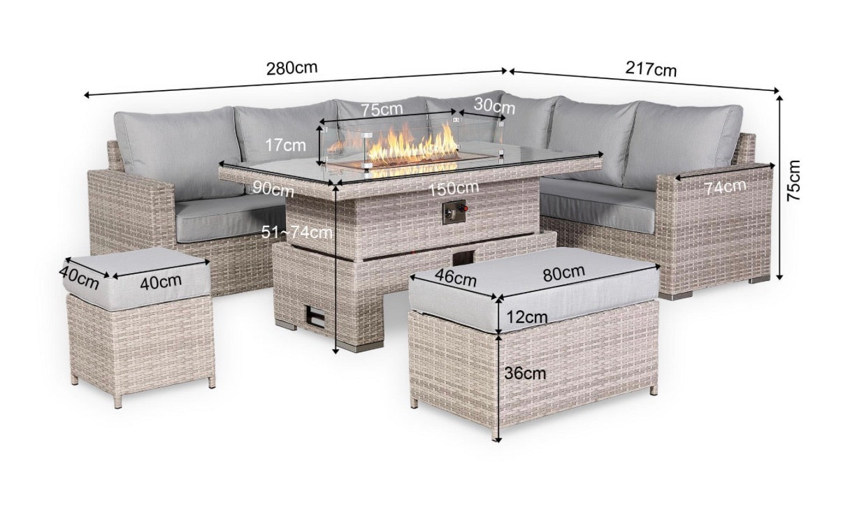 St Tropez High Back Right Hand Rattan Corner Sofa Set with Choice of Tables | April Pre-Order