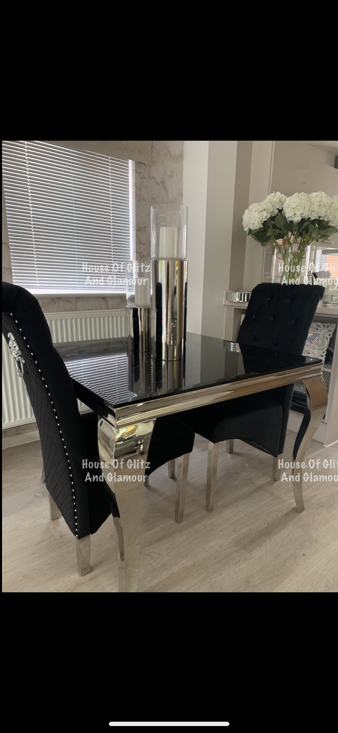 Lou Lou High Back Black Velvet Lion Knocker Back Dining Chair