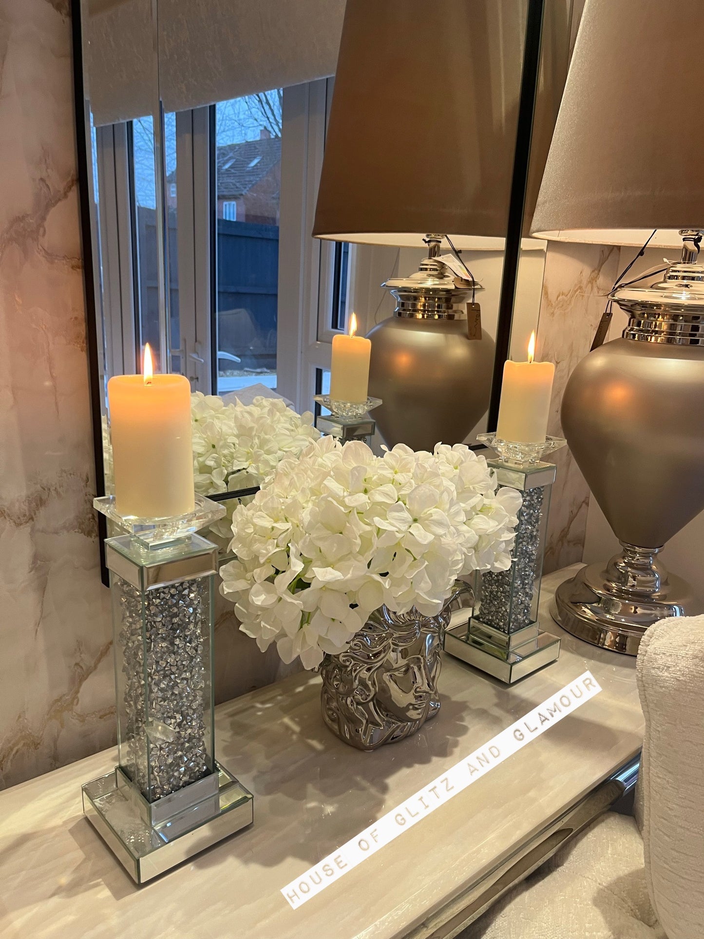 Louis Cream Marble & Chrome Console Table 120cm x 40cm x 75cm