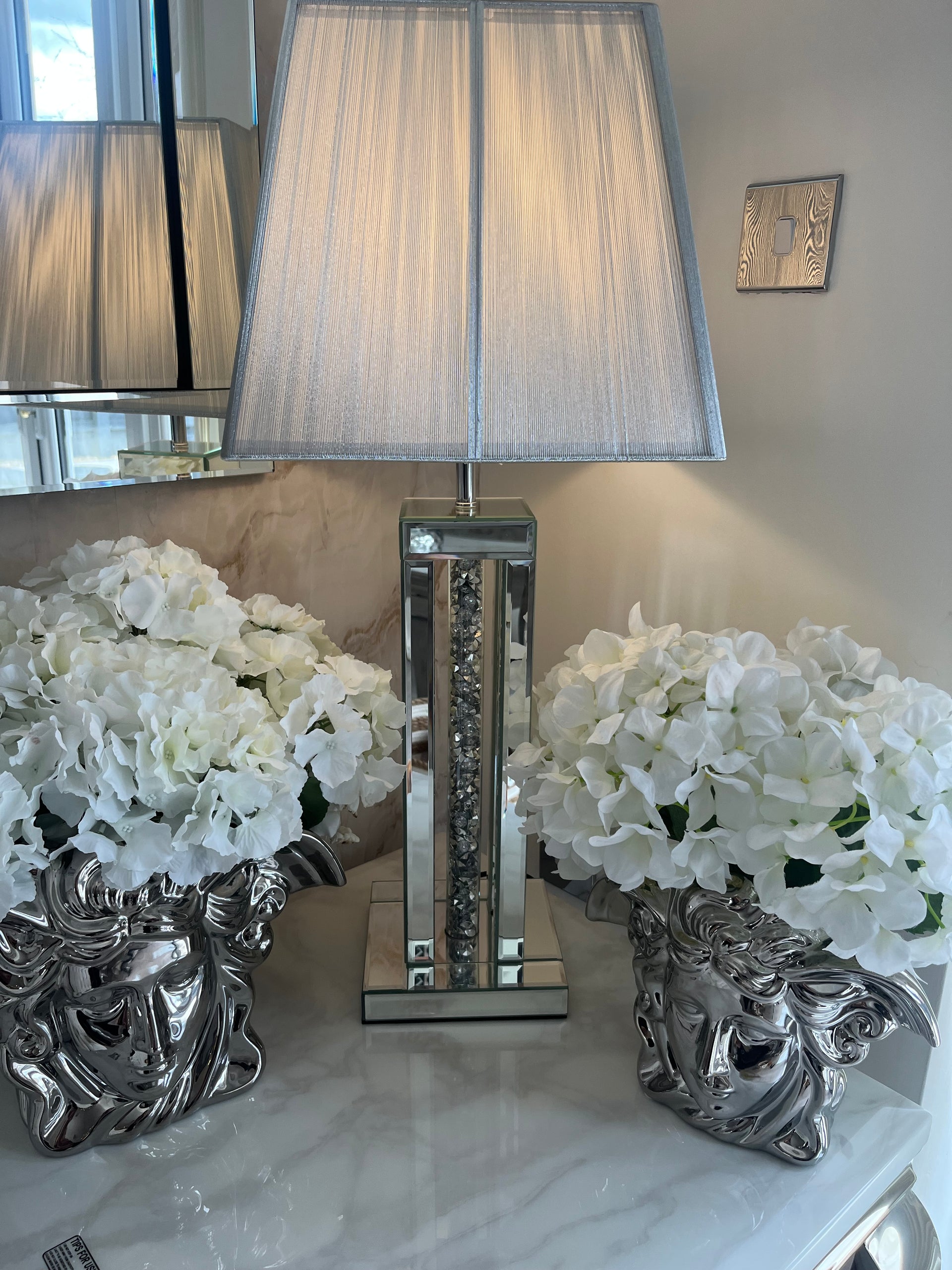Biznest Bling Crushed Diamond Silver Stitch Ceramic Sparkly Shelf Sitter Ornament