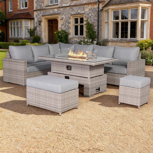 St Tropez High Back Left Hand Rattan Corner Sofa Set with Choice of Tables | April Pre-Order