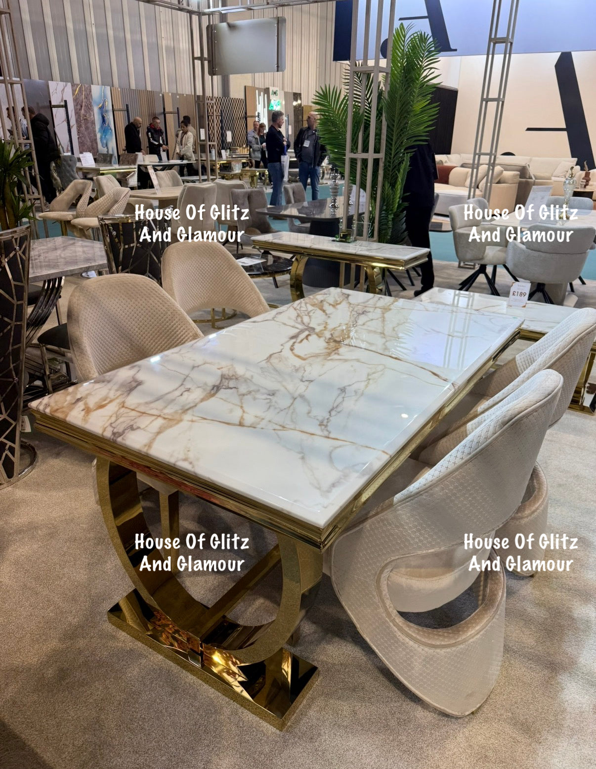 Arianna Calacatta Marble Dining Table With Gold Circular Base