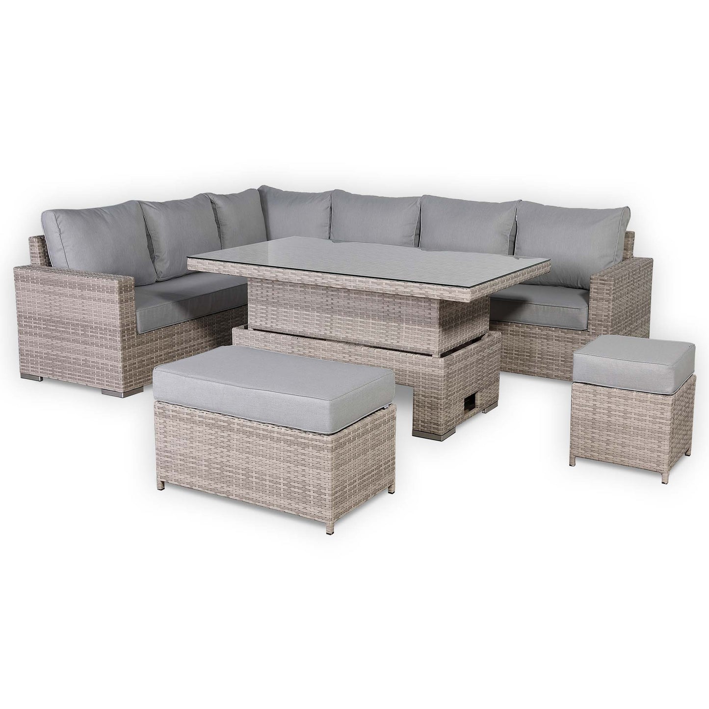 St Tropez High Back Left Hand Rattan Corner Sofa Set with Choice of Tables | April Pre-Order