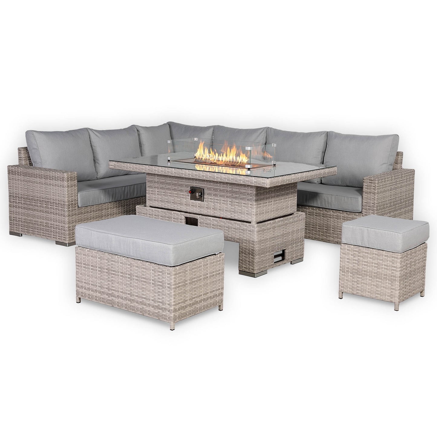 St Tropez High Back Left Hand Rattan Corner Sofa Set with Choice of Tables | April Pre-Order