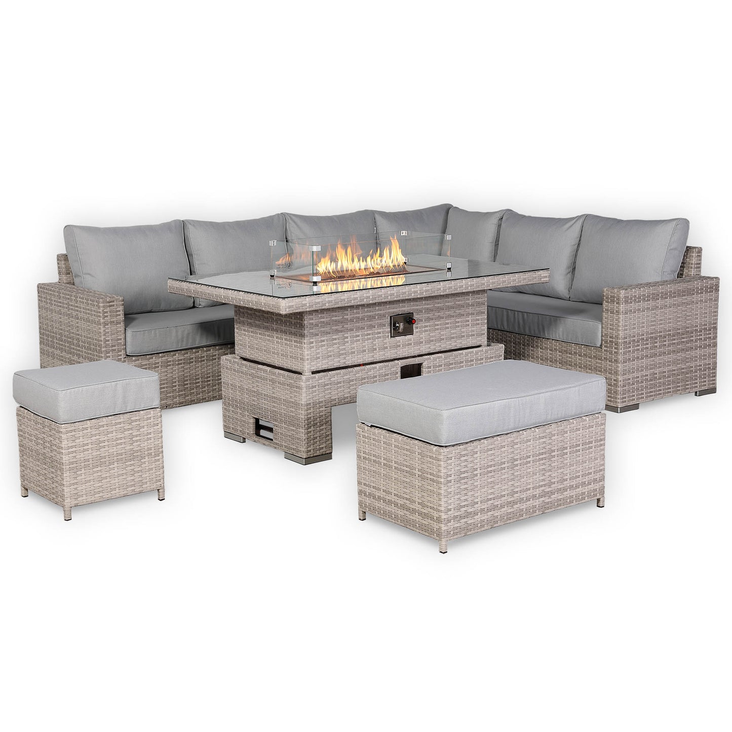 St Tropez High Back Right Hand Rattan Corner Sofa Set with Choice of Tables | April Pre-Order