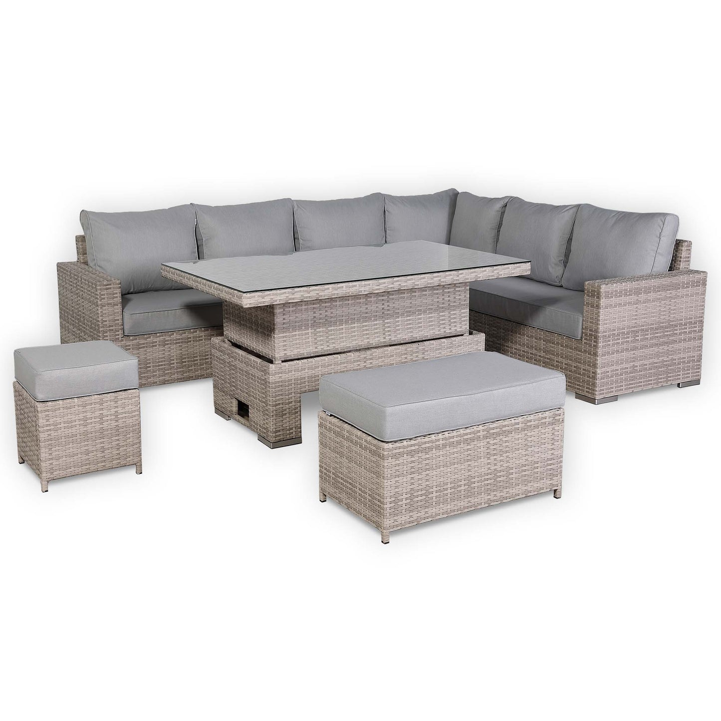 St Tropez High Back Right Hand Rattan Corner Sofa Set with Choice of Tables | April Pre-Order