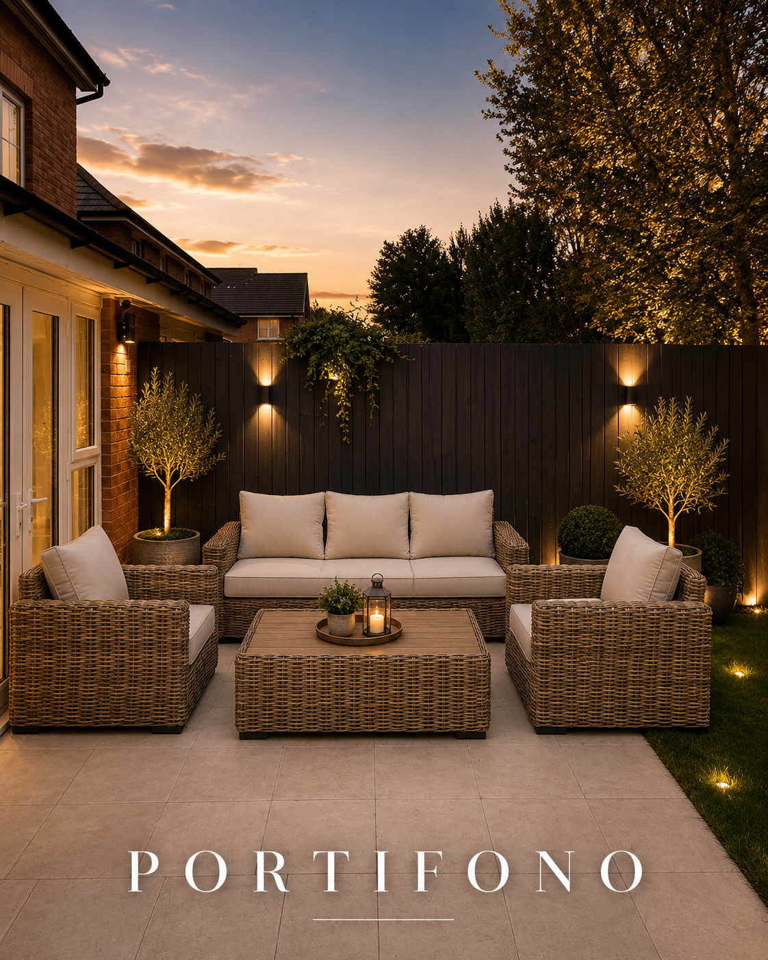 Portofino Luxury Weave Garden Lounge Set – Natural Weave & Cream Cushions