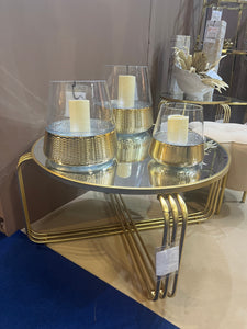 Hampton Large Gold & Glass Candle Holder