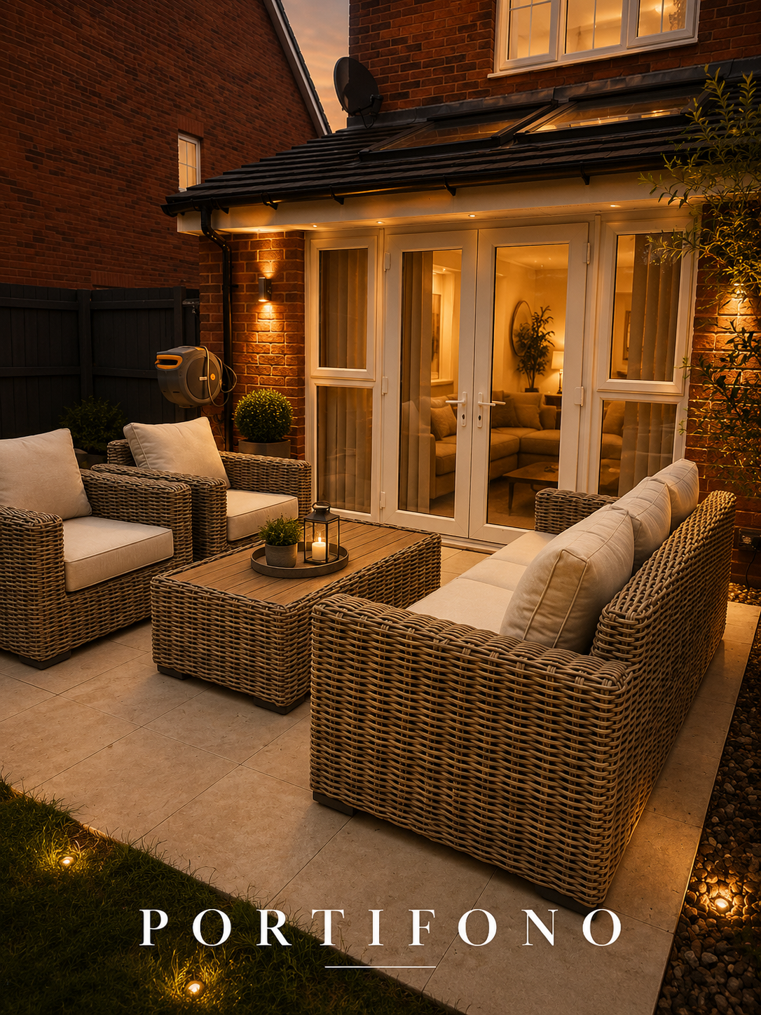 Portofino Luxury Weave Garden Lounge Set – Natural Weave & Cream Cushions