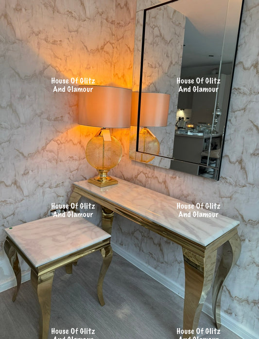 Louis White Marble Console Table With Gold Legs 120cm x 40cm x 75cm