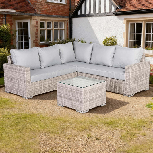 Malibu Range High Back Rattan Corner Sofa Set - Choice of Tables - April Pre Order