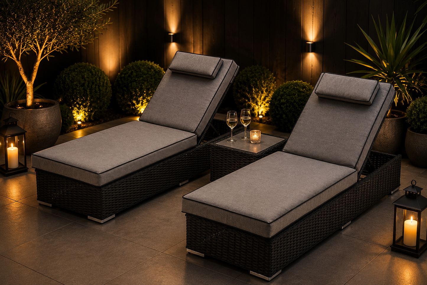 Manhattan Luxury Sun Lounger Set with Side Table