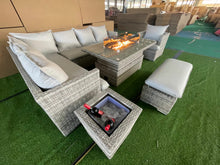 Load image into Gallery viewer, SAINT MORITZ CORNER RISING DINING TABLE SET WITH FIRE PIT