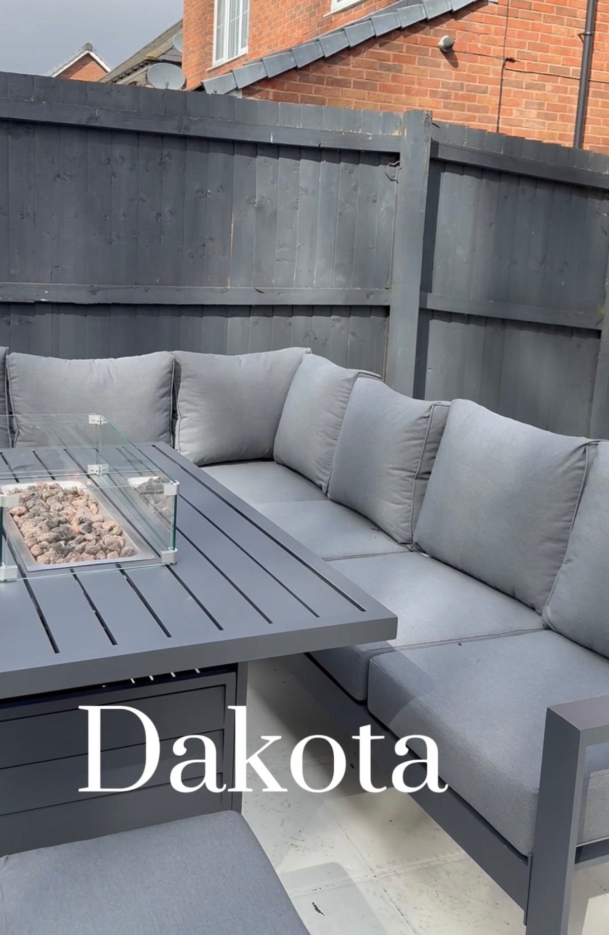 Dakota Grey Aluminium 10 Seater Corner Fire Pit Dining Set