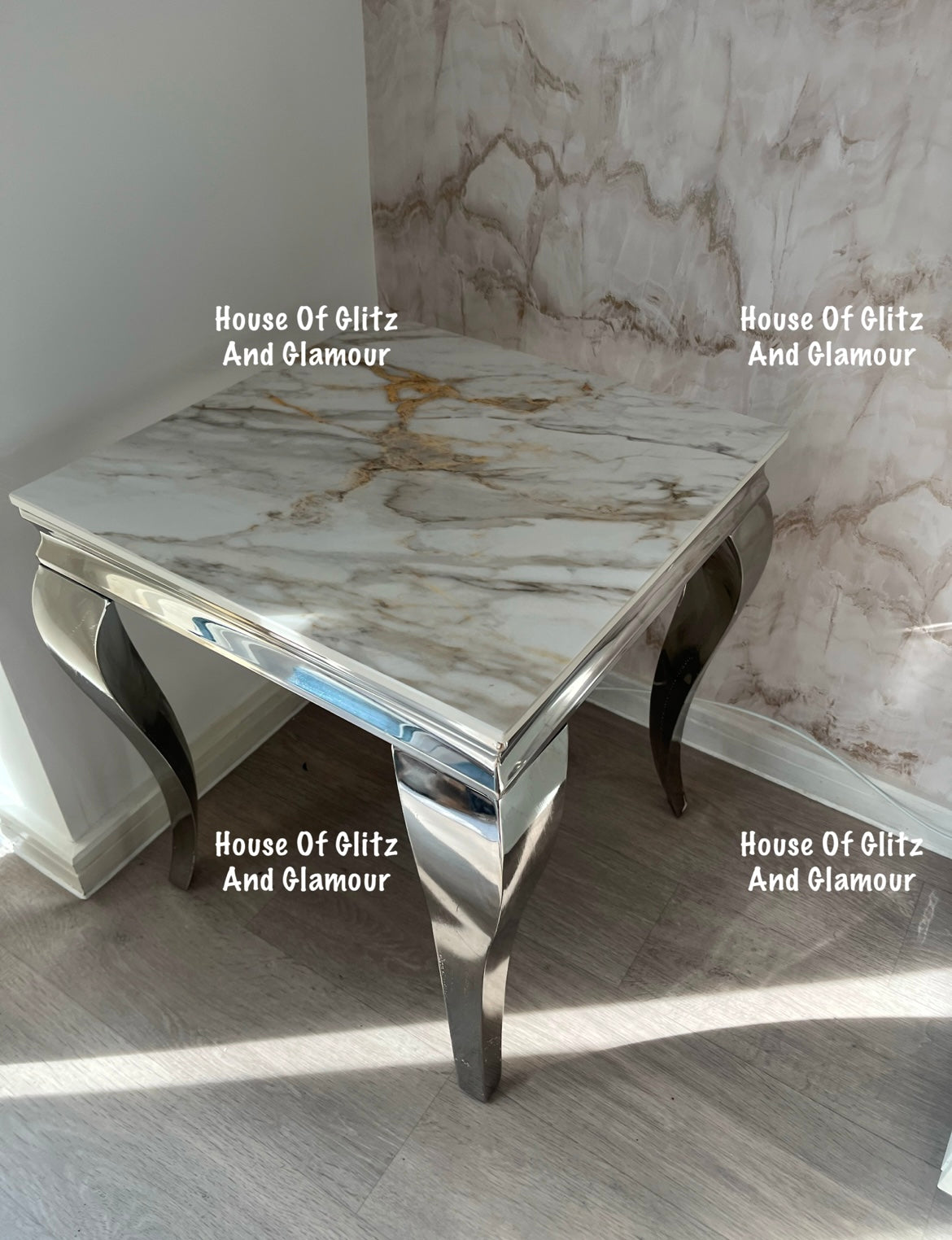 Louis Kata Gold Ceramic & Stainless Steel Lamp / Side Table 50cm x 50cm