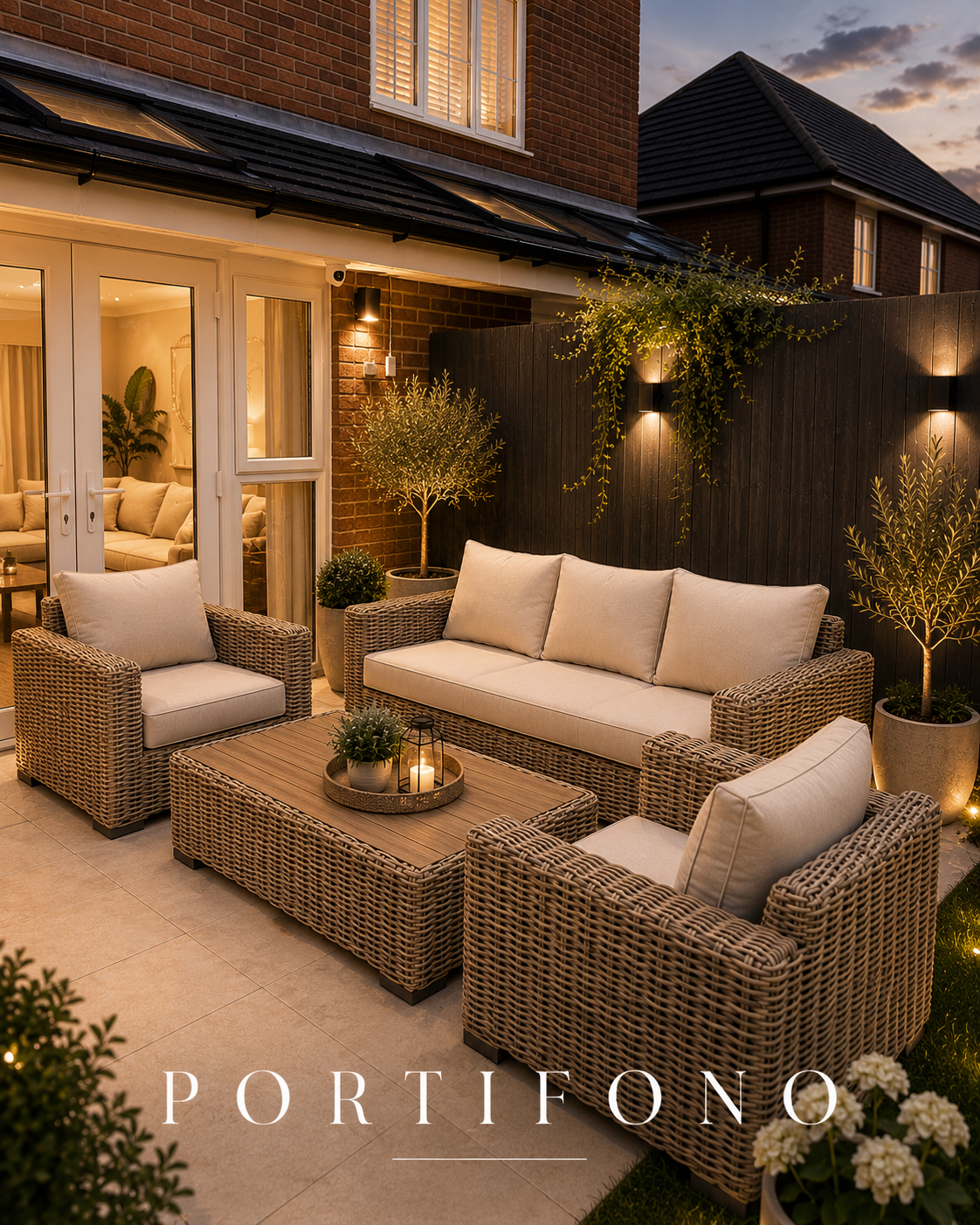Portofino Luxury Weave Garden Lounge Set – Natural Weave & Cream Cushions